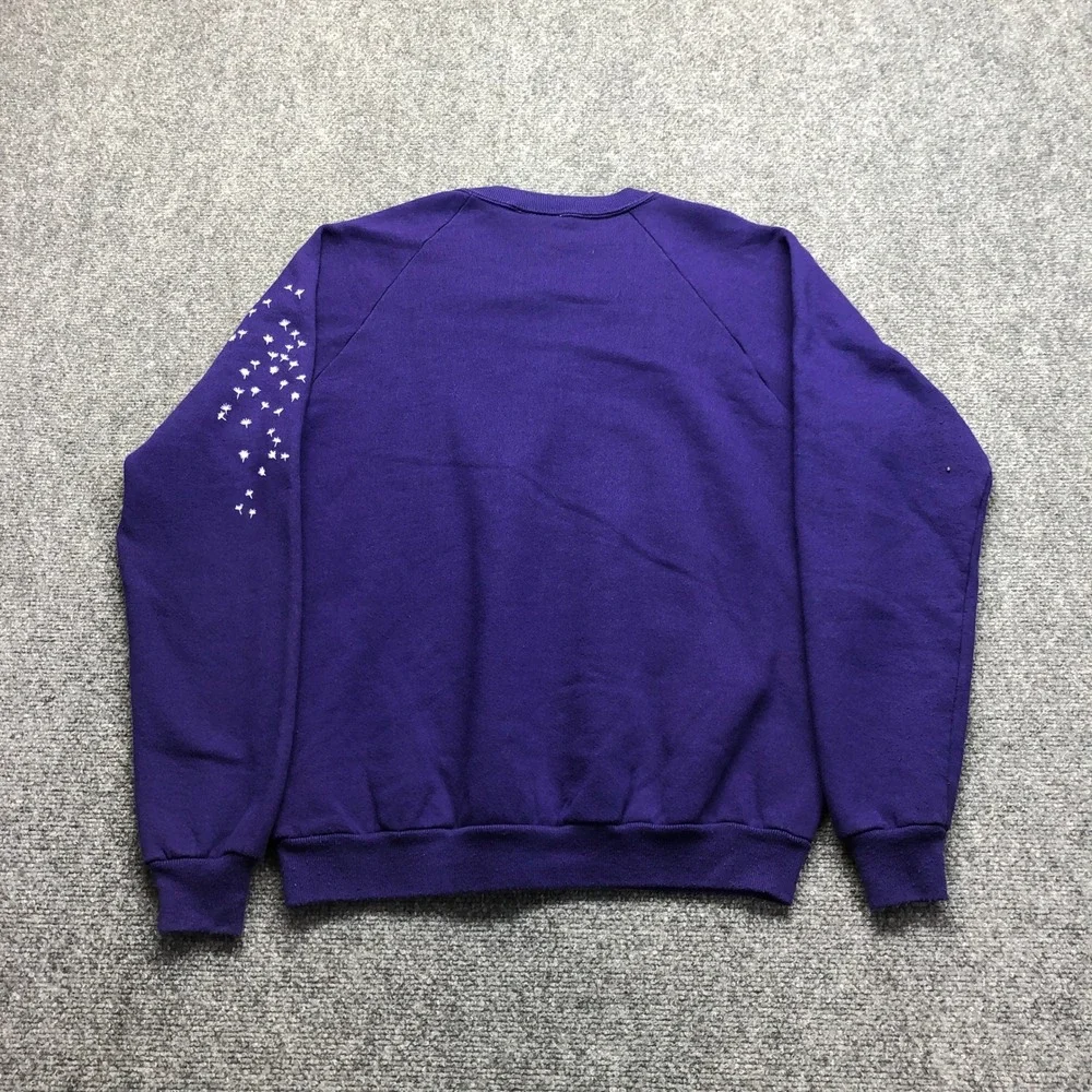 Vintage Morning Sun Purple Dandelion Graphic Crewneck Sweatshirt Large USA Made